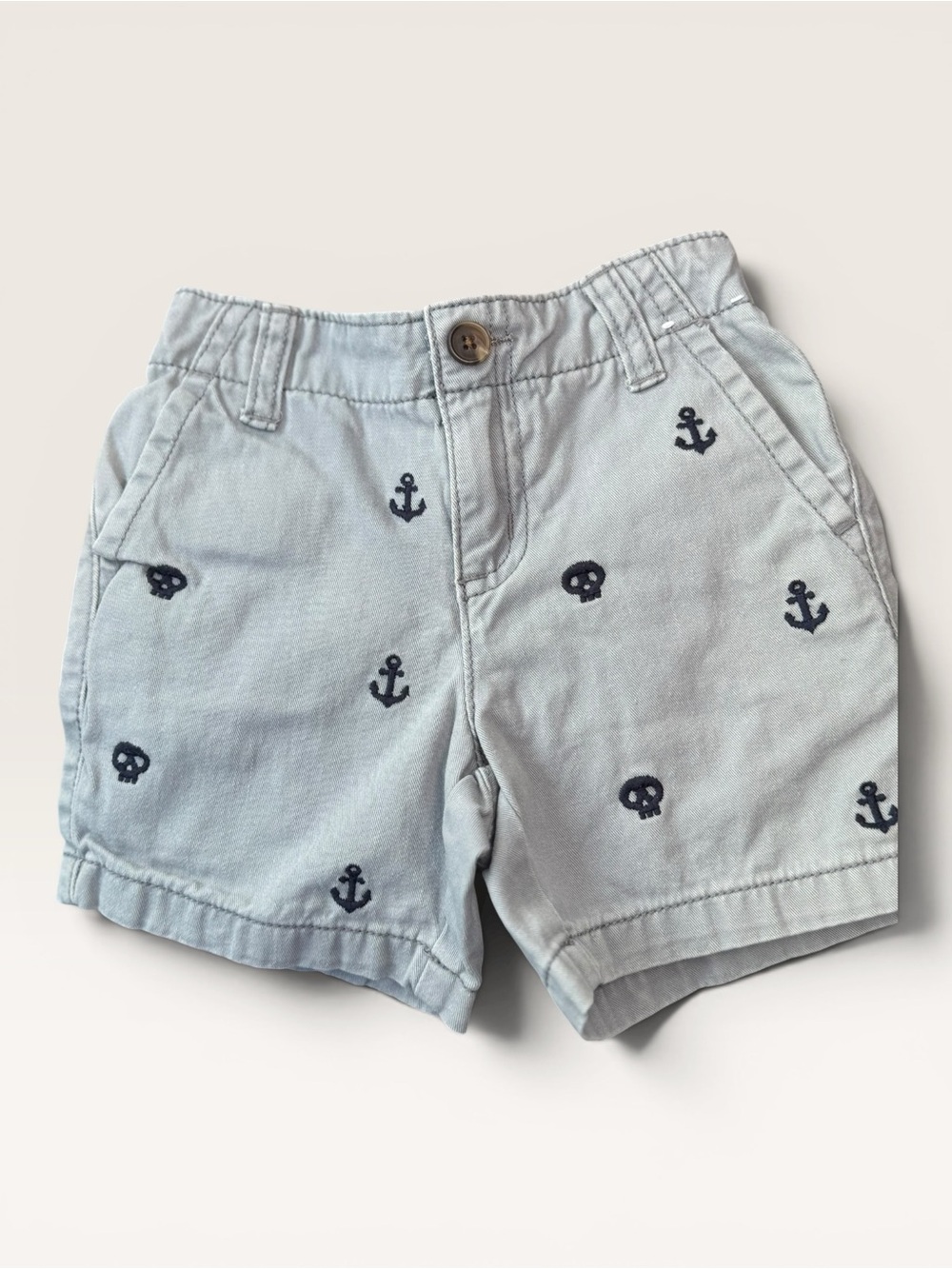 NWOT Gymboree Toddler Boy Nautical Anchor Shorts 18-24M Khaki Summer Beach